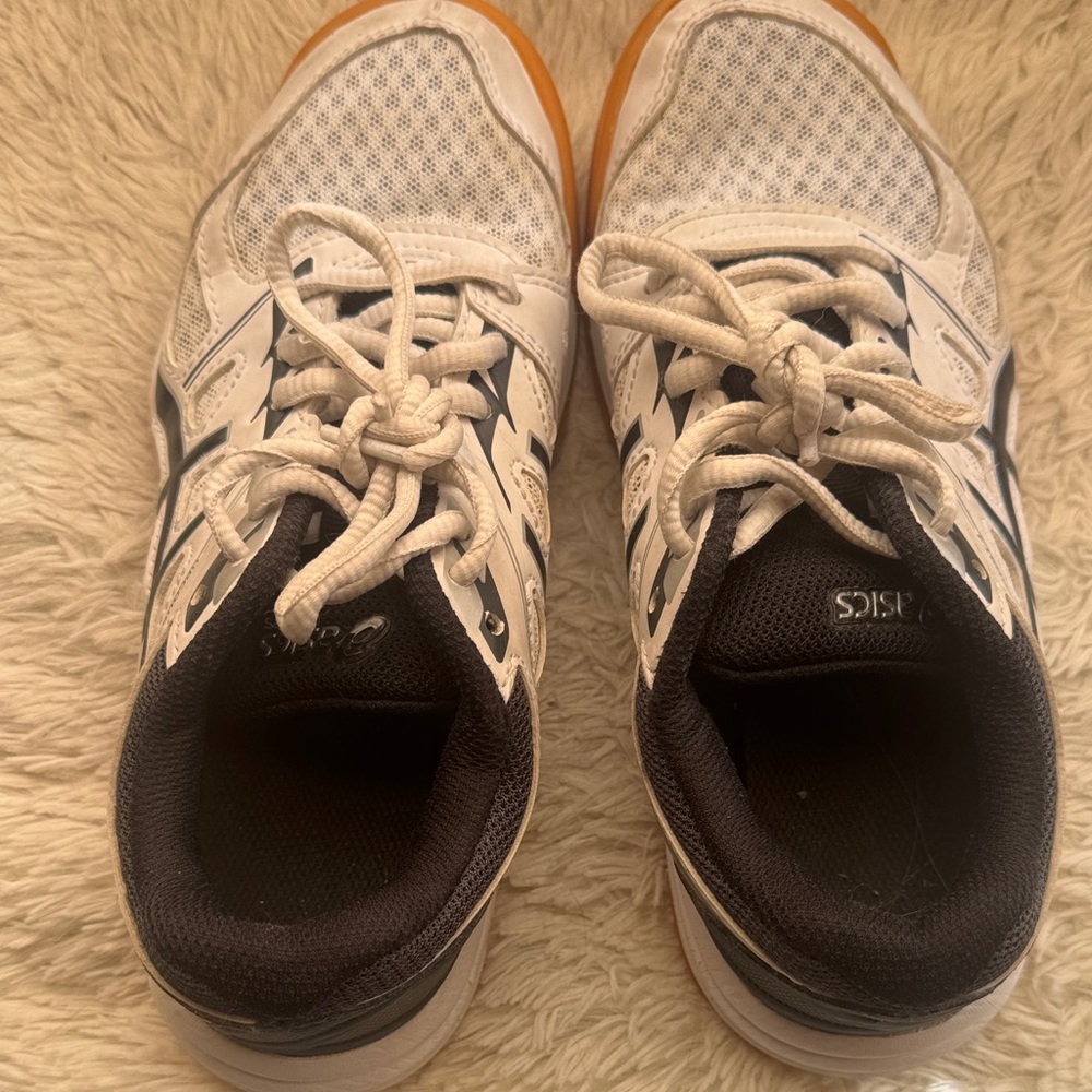Kids ASICS White and Black Volleyball Court Shoes